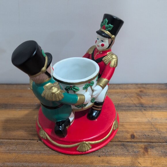 PartyLite Retired Ceramic Toy Soldiers Christmas Candle Holder 5.5" Tall - Picture 3 of 7